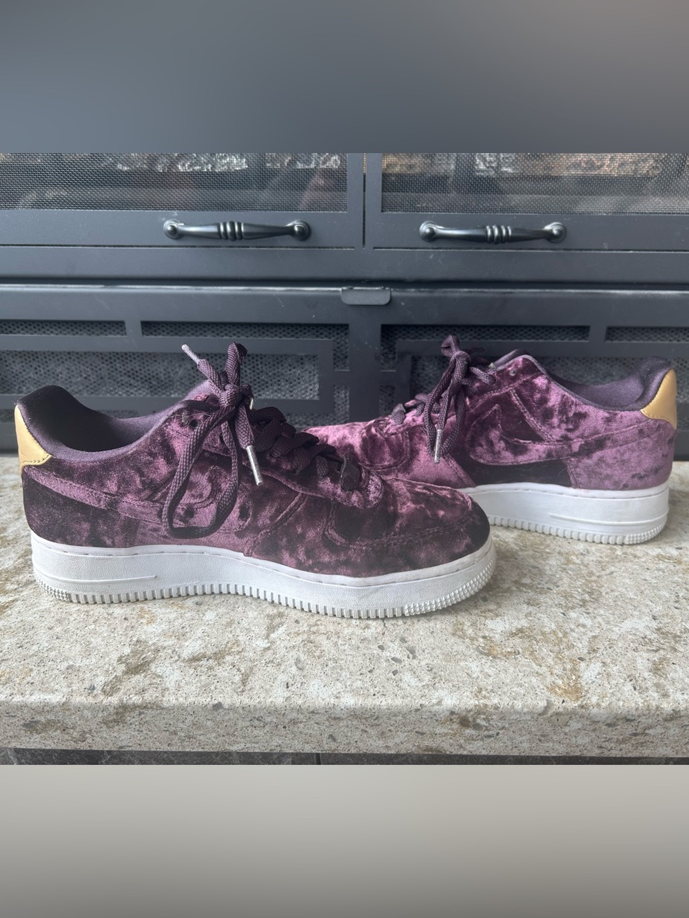 Velvet Nike Air Force 1 Lows in Port Wine - Picture 3 of 7